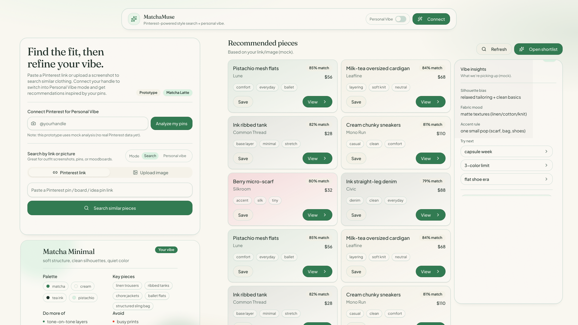 Vibepin product interface